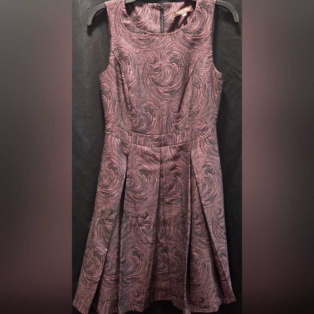 Adrienne Vittadini Black and Pink Swirl Dress